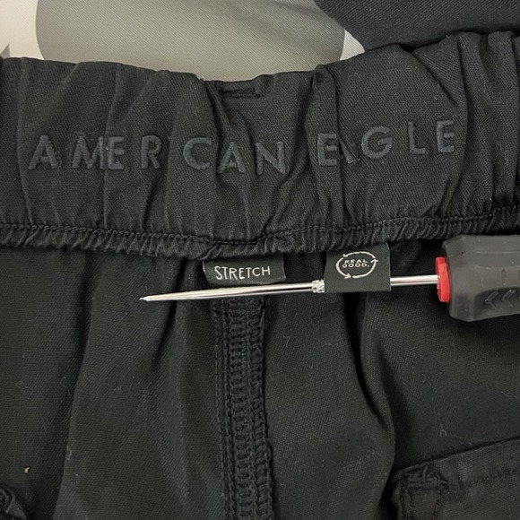 American Eagle Pants Womens 10 Black Cargo Baggy Wide Leg High Rise Grunge - Picture 7 of 12
